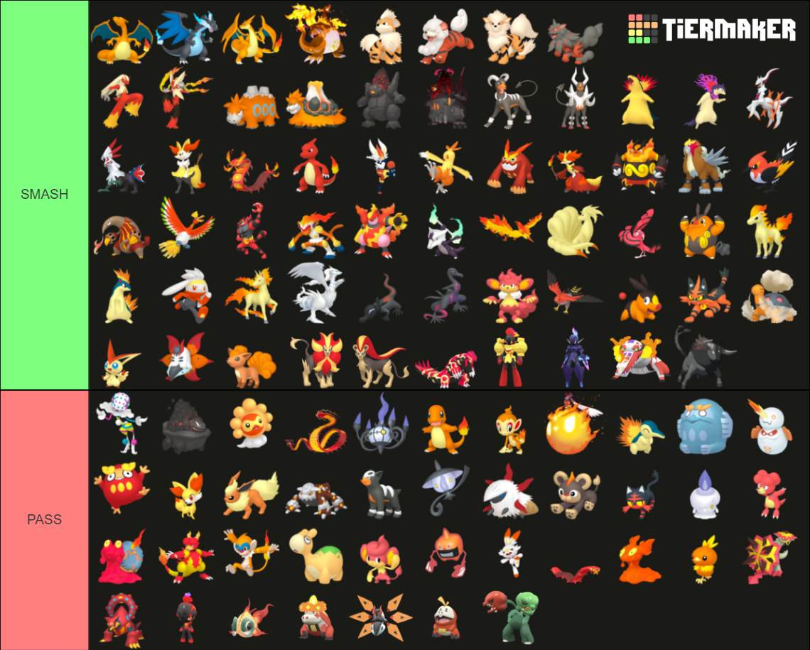 Every Fire Type Pokemon Updated As Of May 2023 Tier List Community Rankings Tiermaker 1411