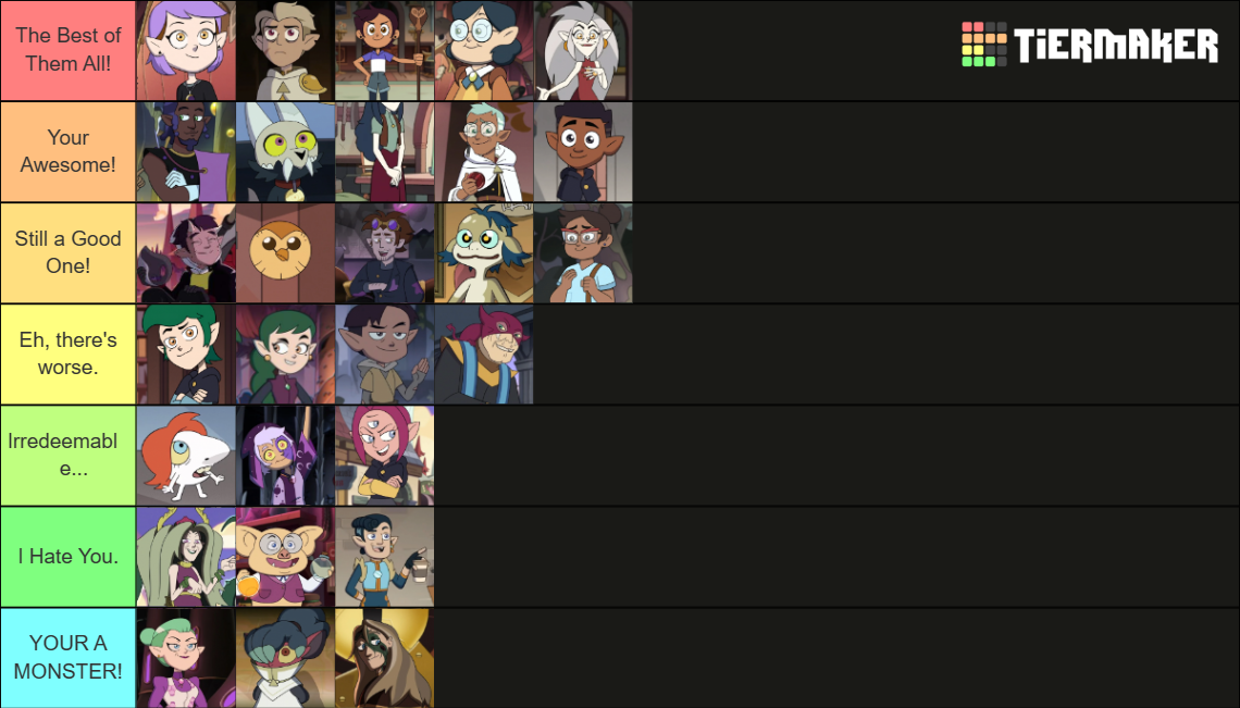The Owl House (All Major Characters) Tier List Rankings