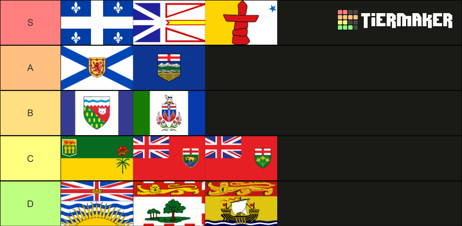 Canadian Provincial Flags Tier List Community Rankings Tiermaker