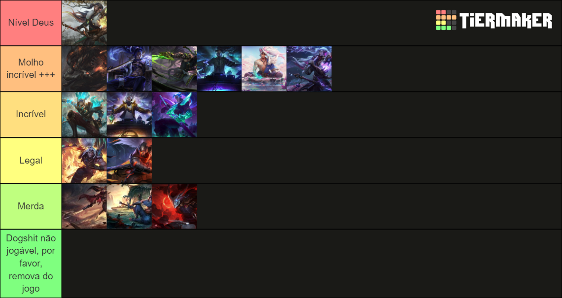 S13 Yasuo Skin *W/Inkshadow* Tier List (Community Rankings) - TierMaker