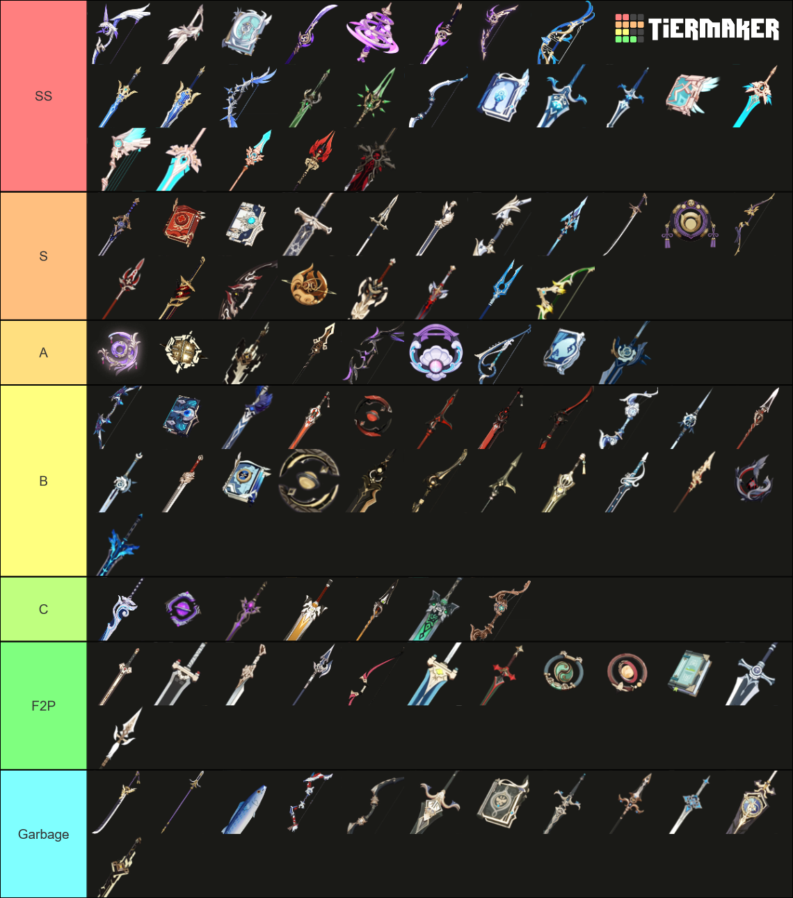 Genshin Impact Weapon (2.7) Tier List (Community Rankings) - TierMaker