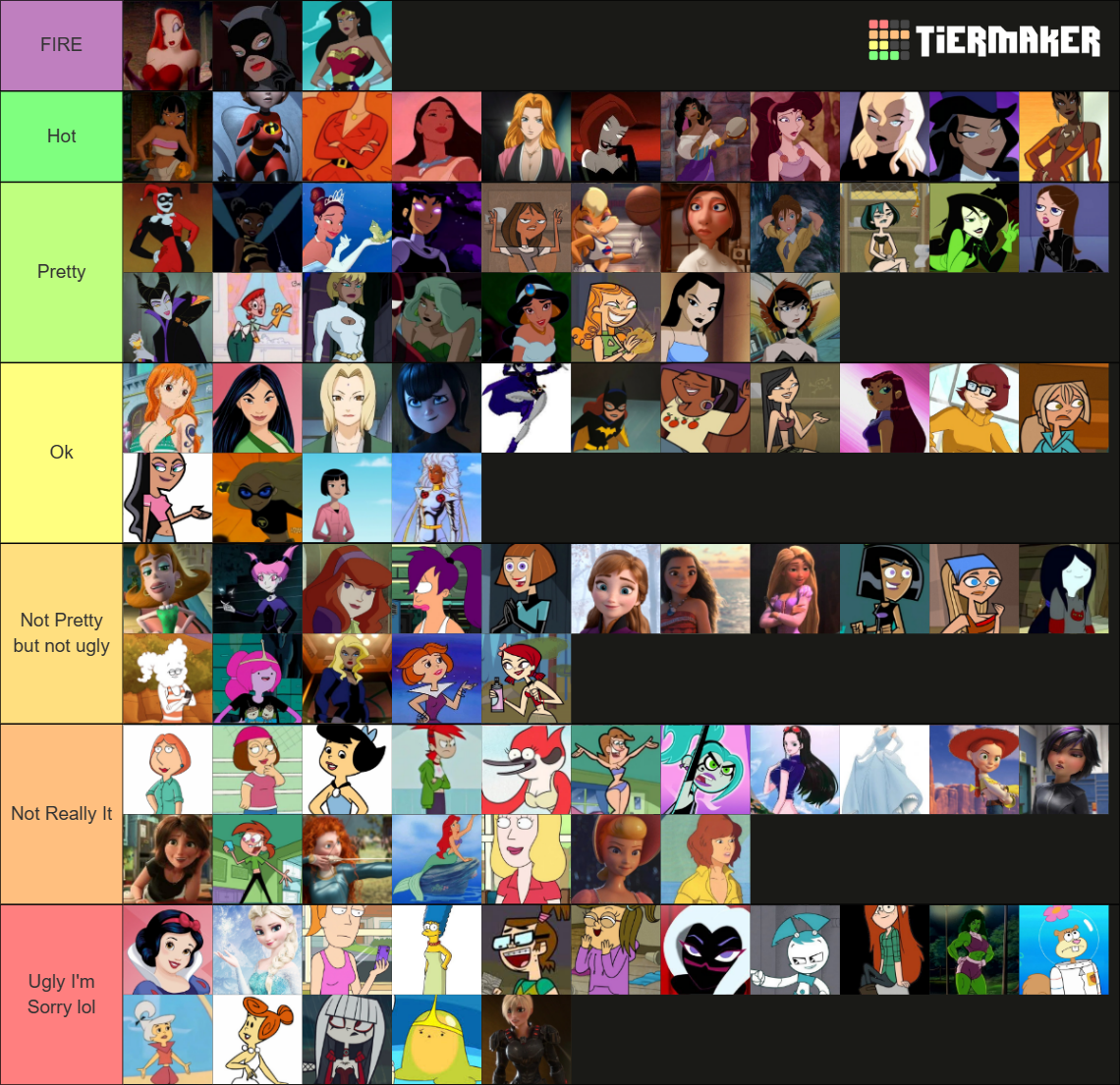 Female Cartoon Hotties Tier List (Community Rankings) - TierMaker