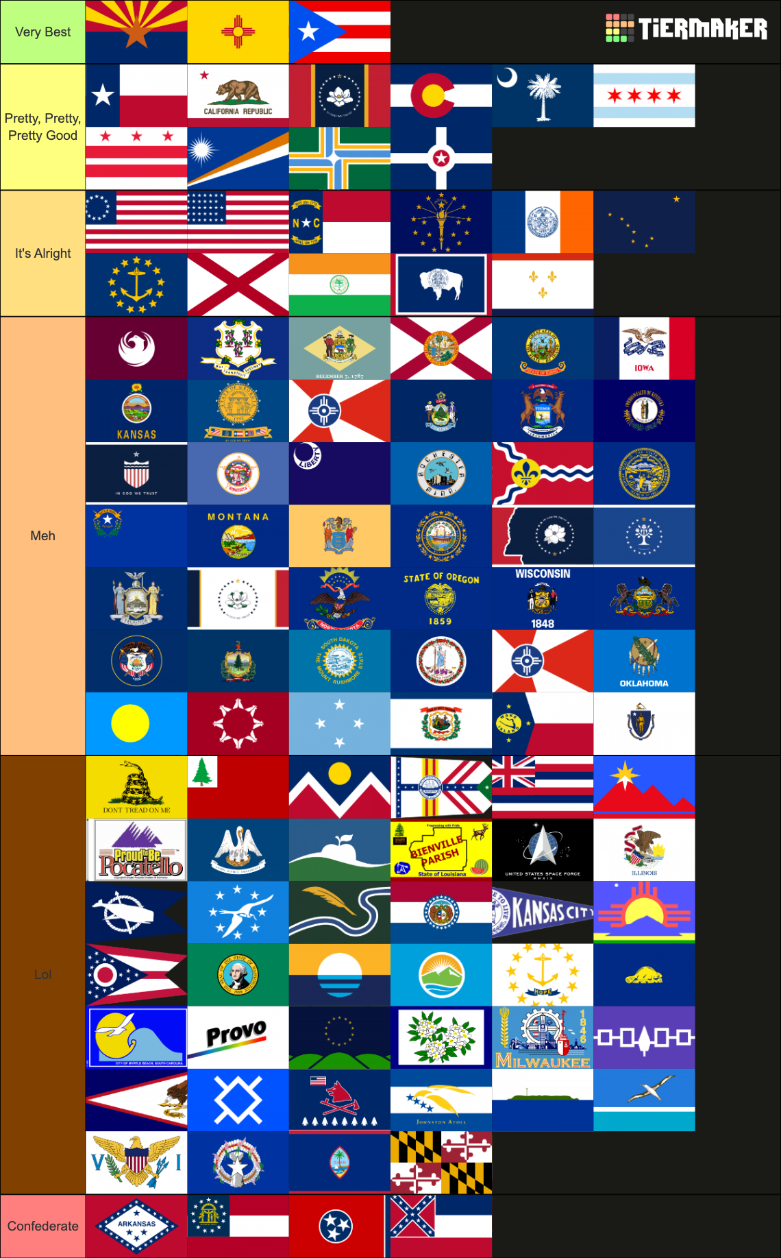 United States Flags (Past, Present, Associated, Proposed) Tier List ...