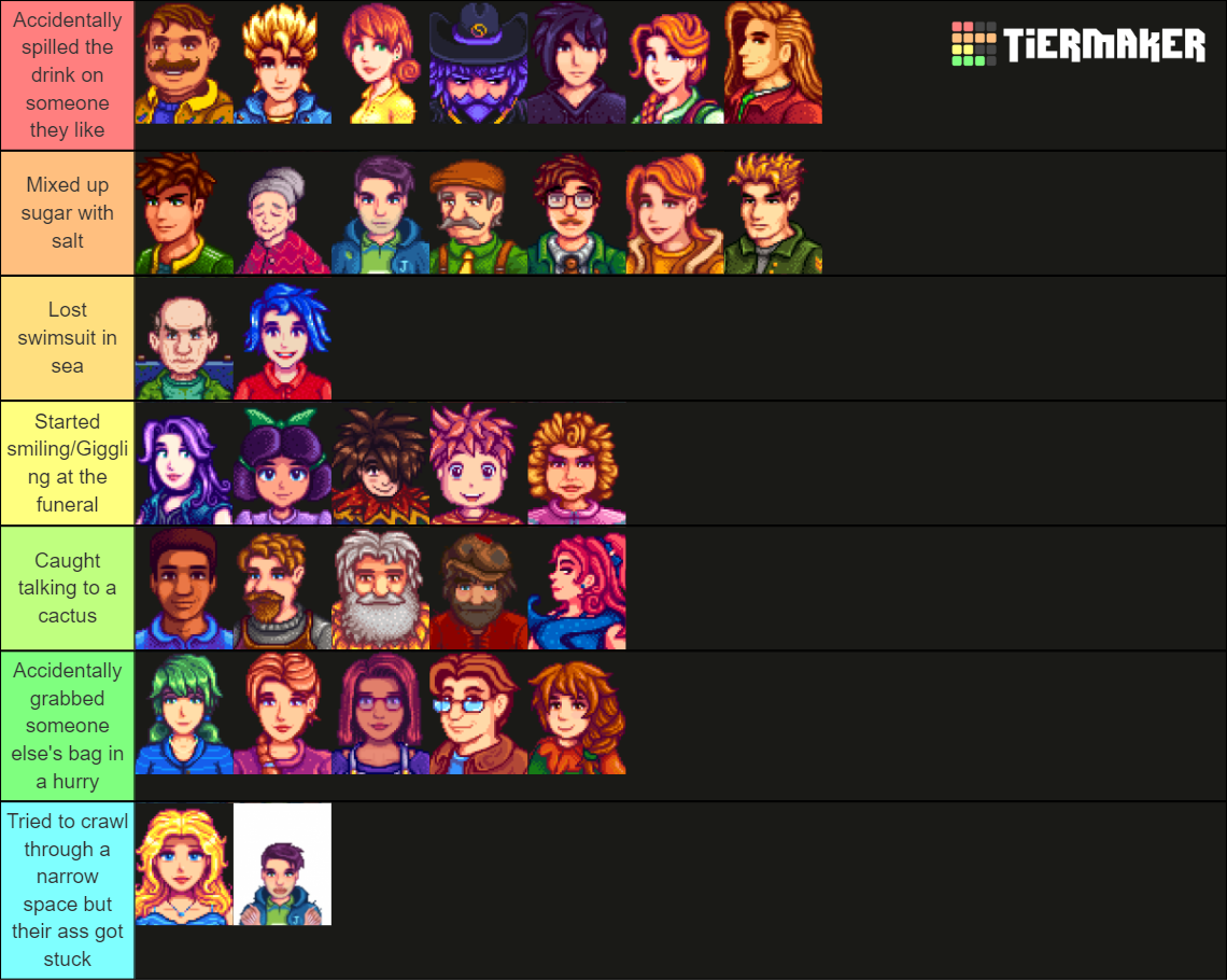 Stardew valley characters awkward situation Tier List (Community ...