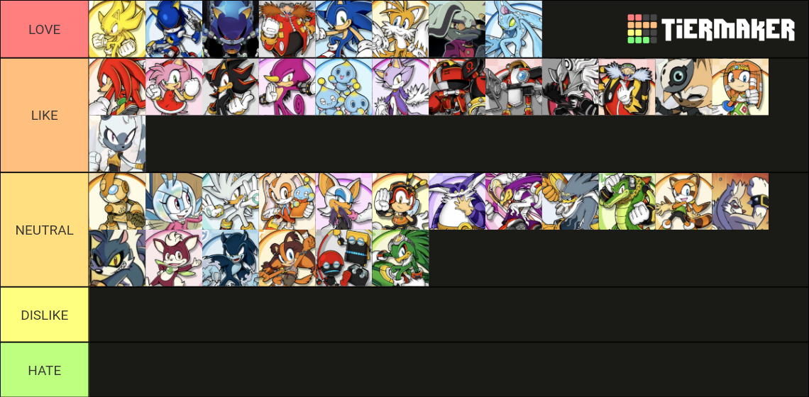 Sonic the Hedgehog Characters Tier List (Community Rankings) - TierMaker