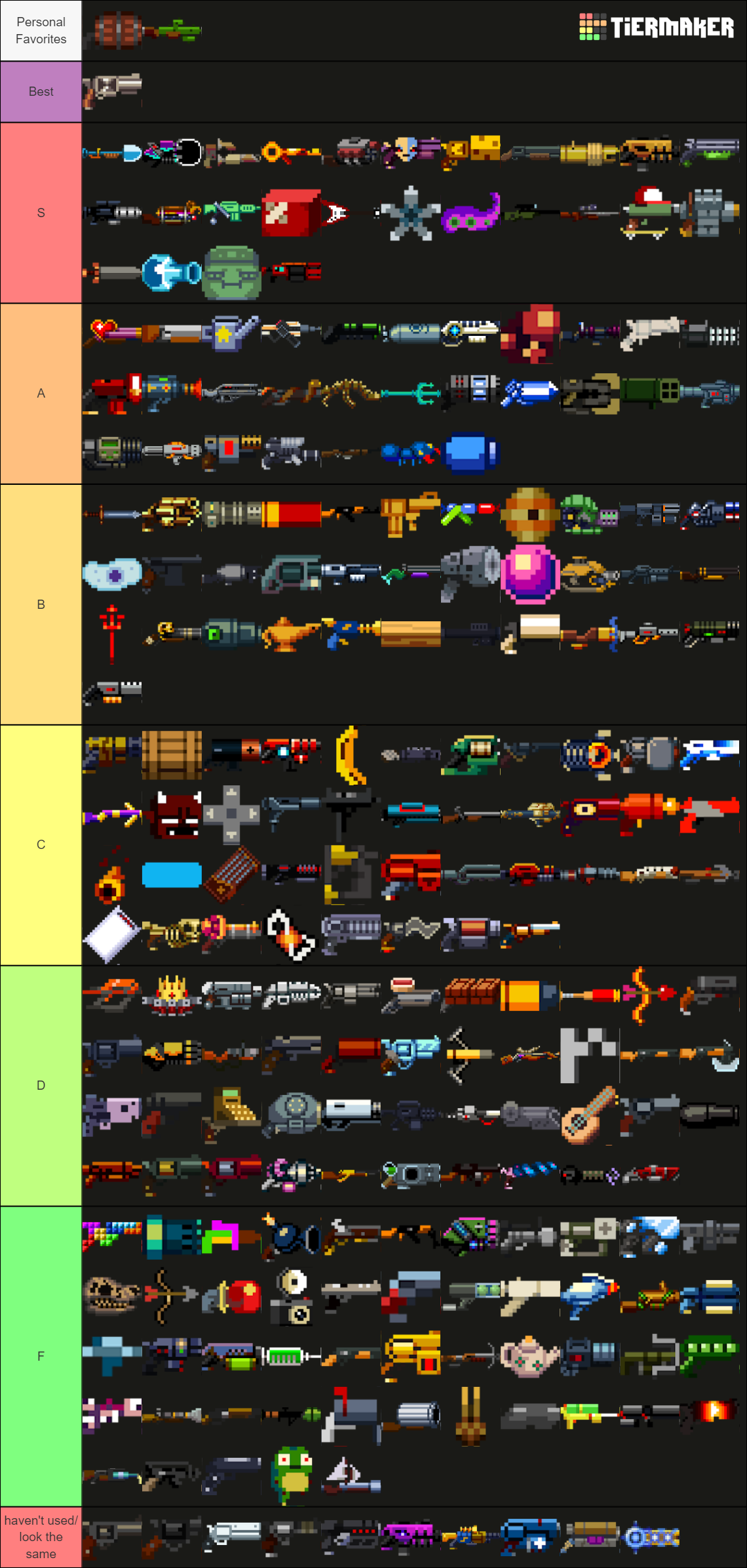 Enter the Gungeon All Guns High Resolution Tier List
