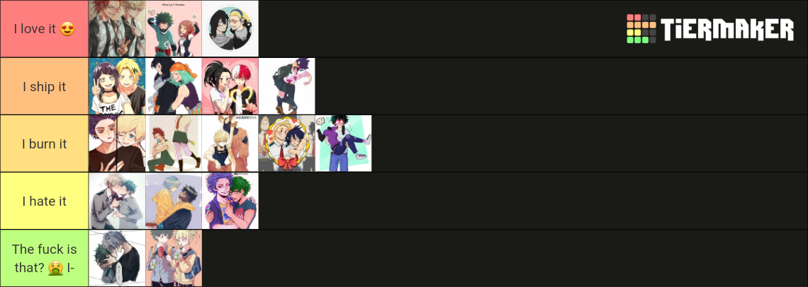 Mha ships Tier List (Community Rankings) - TierMaker