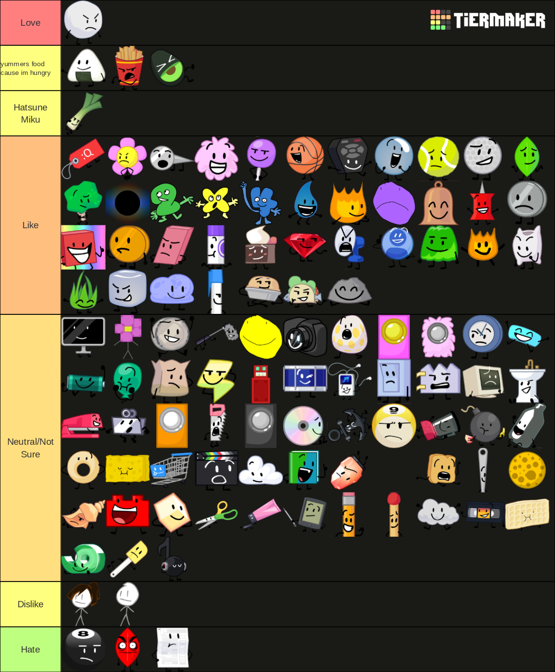 BFDI Characters (All Seasons) Tier List (Community Rankings) - TierMaker