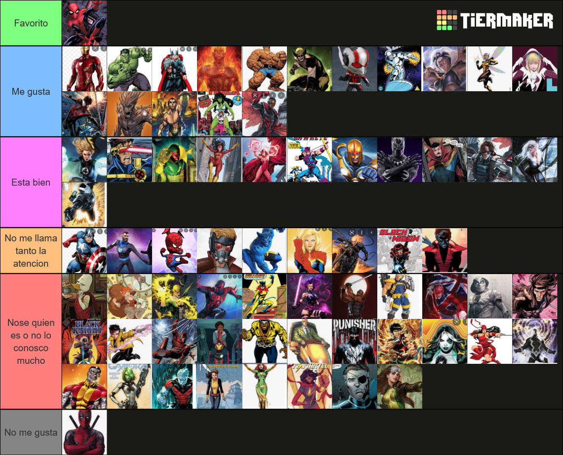 Marvel Superheroes Tier List (community Rankings) - Tiermaker