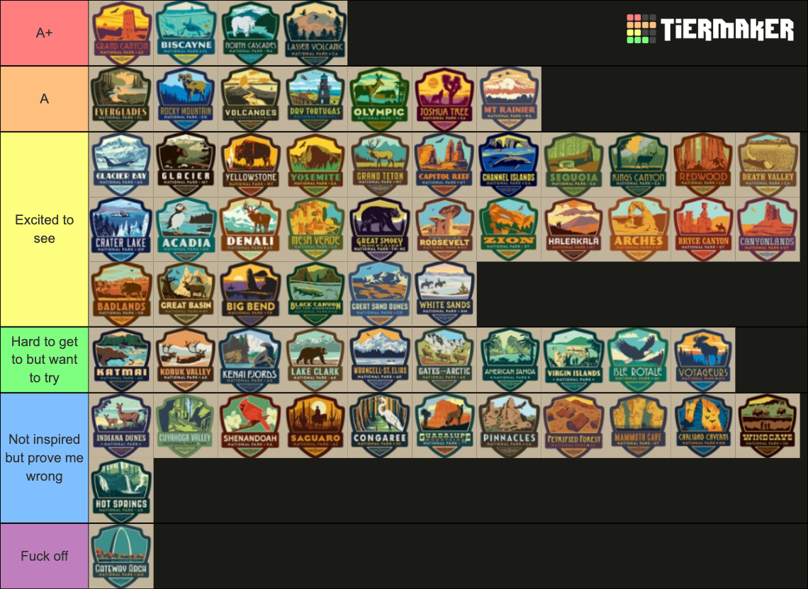 US national parks Tier List (Community Rankings) - TierMaker