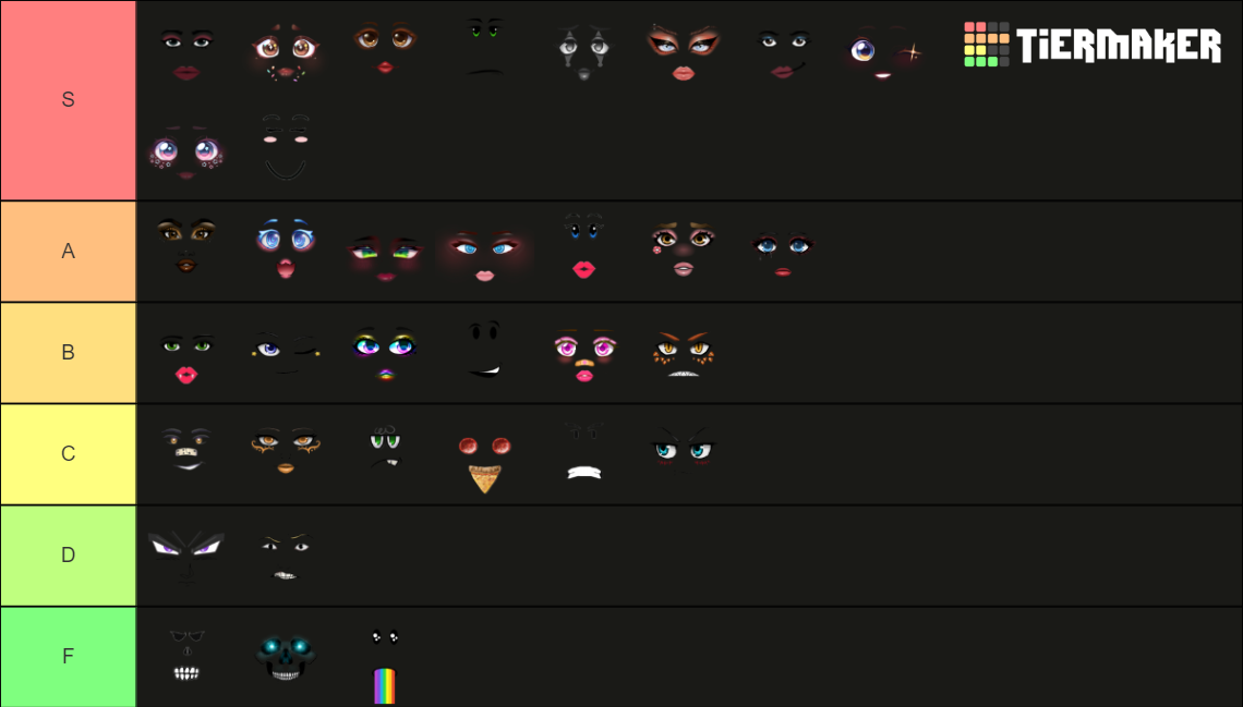 Roblox Toycode Faces Tier List Community Rankings Tiermaker