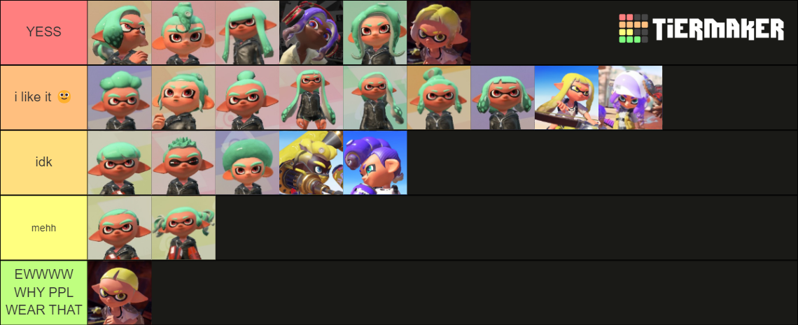 Splatoon Hairstyles Tier List (Community Rankings) - TierMaker