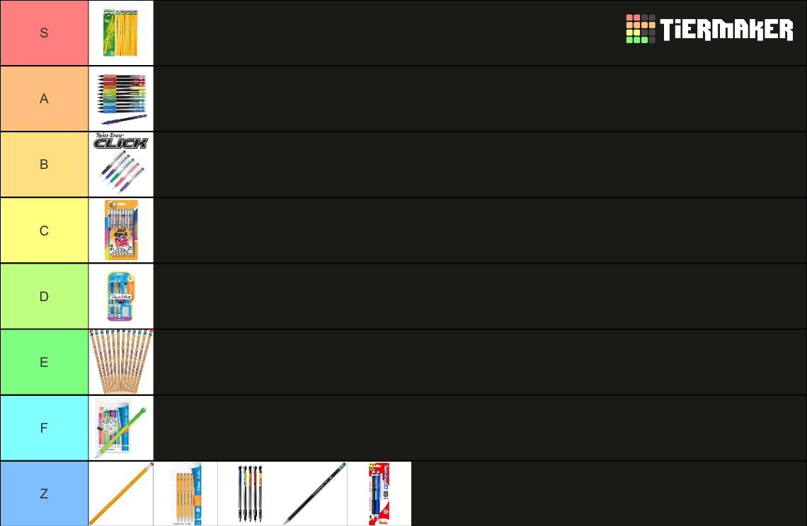 School Pencils Tier List Rankings) TierMaker