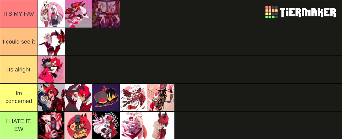 Hazbin hotel ships Tier List (Community Rankings) - TierMaker