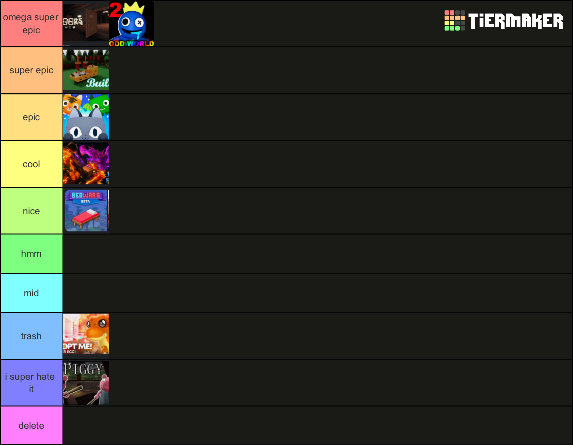 roblox popular games Tier List (Community Rankings) - TierMaker