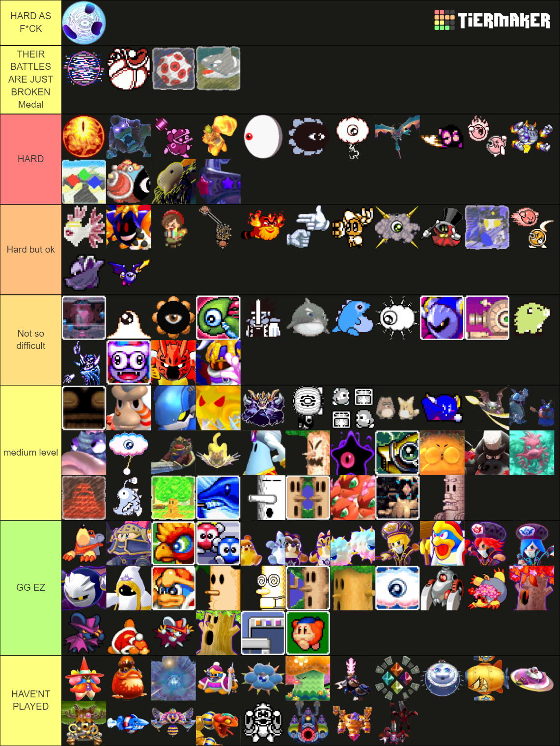 All Regular Kirby Bosses Tier List (Community Rankings) - TierMaker