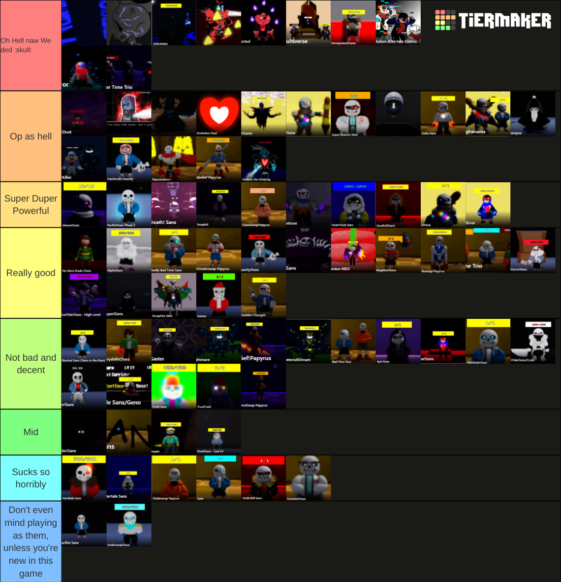Undertale Judgement Day Tier List (Community Rankings) - TierMaker