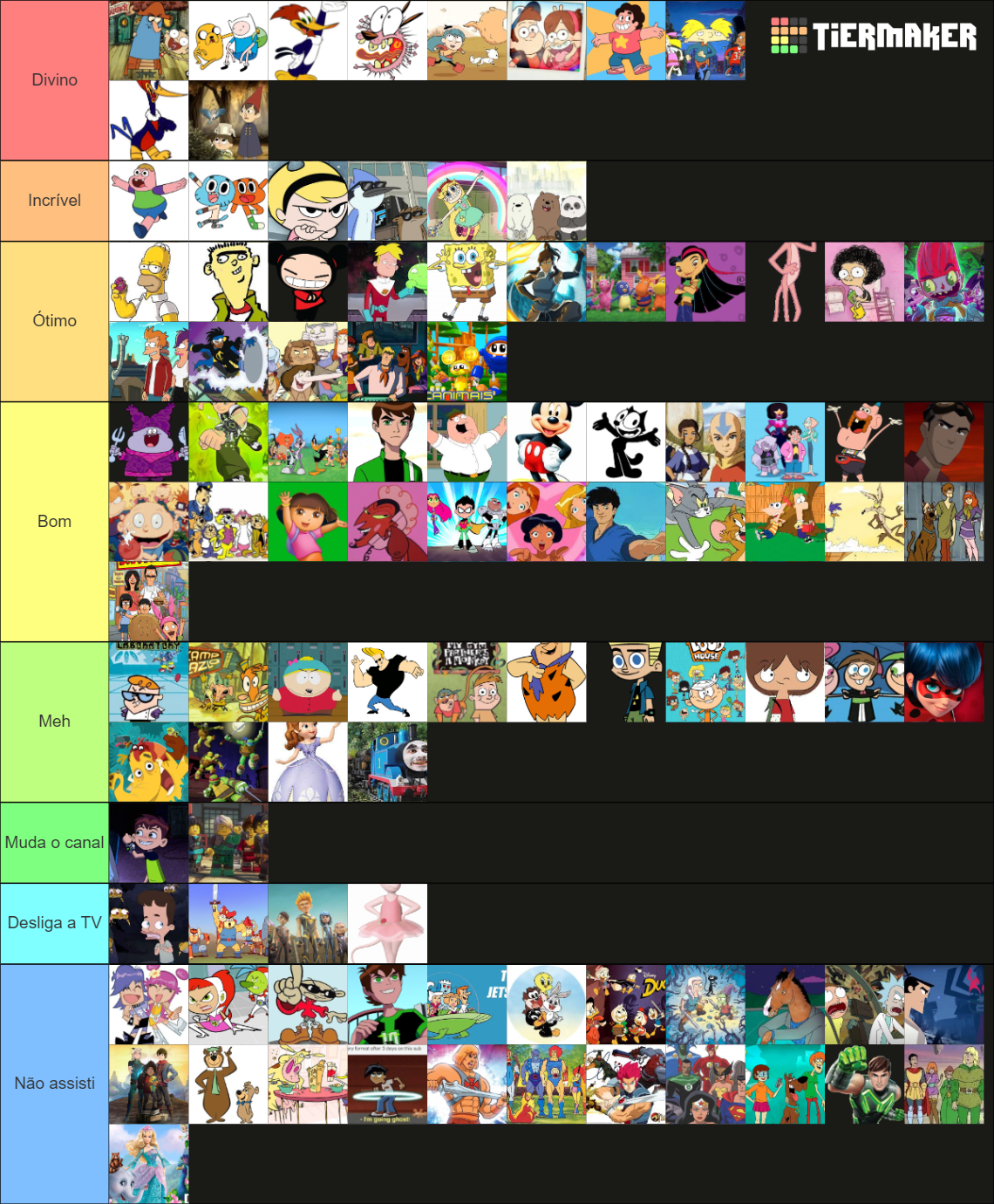 Desenhos Animados Tier List (Community Rankings) - TierMaker