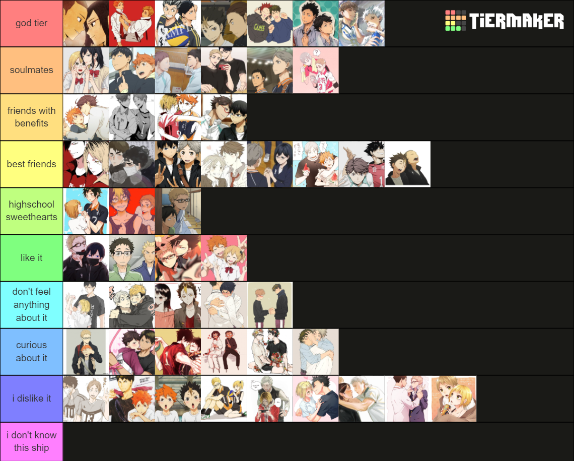 >haikyuu ship name sorter Tier List Rankings) TierMaker