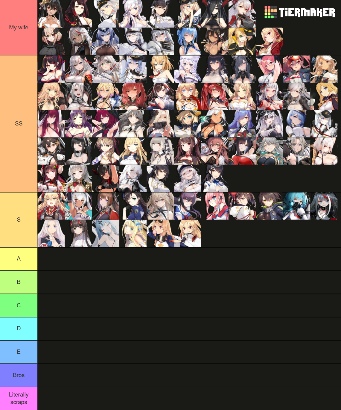 Azur Lane character list Tier List Rankings) TierMaker