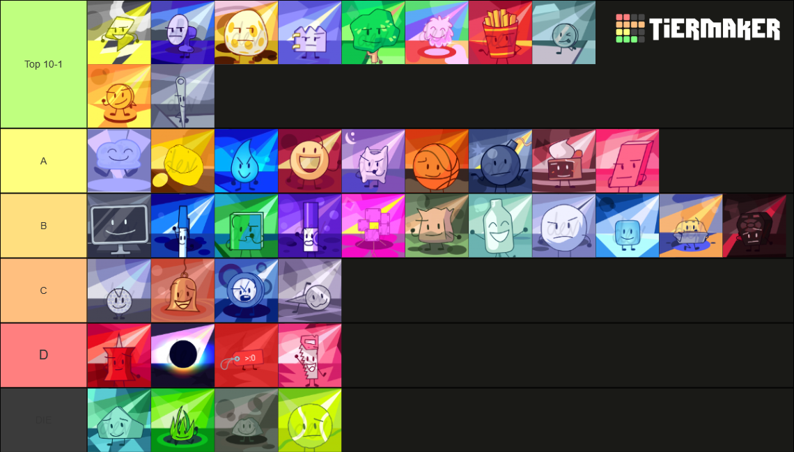 BFDI Contestants on TPOT Teams Tier List (Community Rankings) - TierMaker