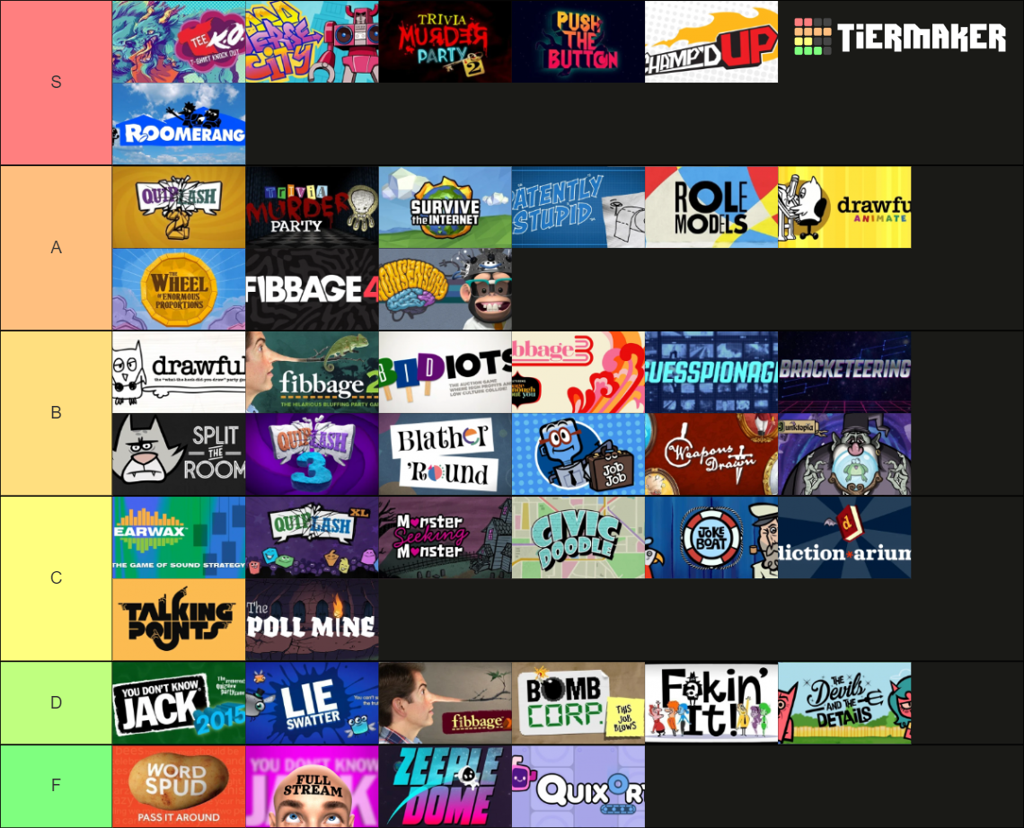 Jackbox Party Packs (1 - 9) Tier List (Community Rankings) - TierMaker