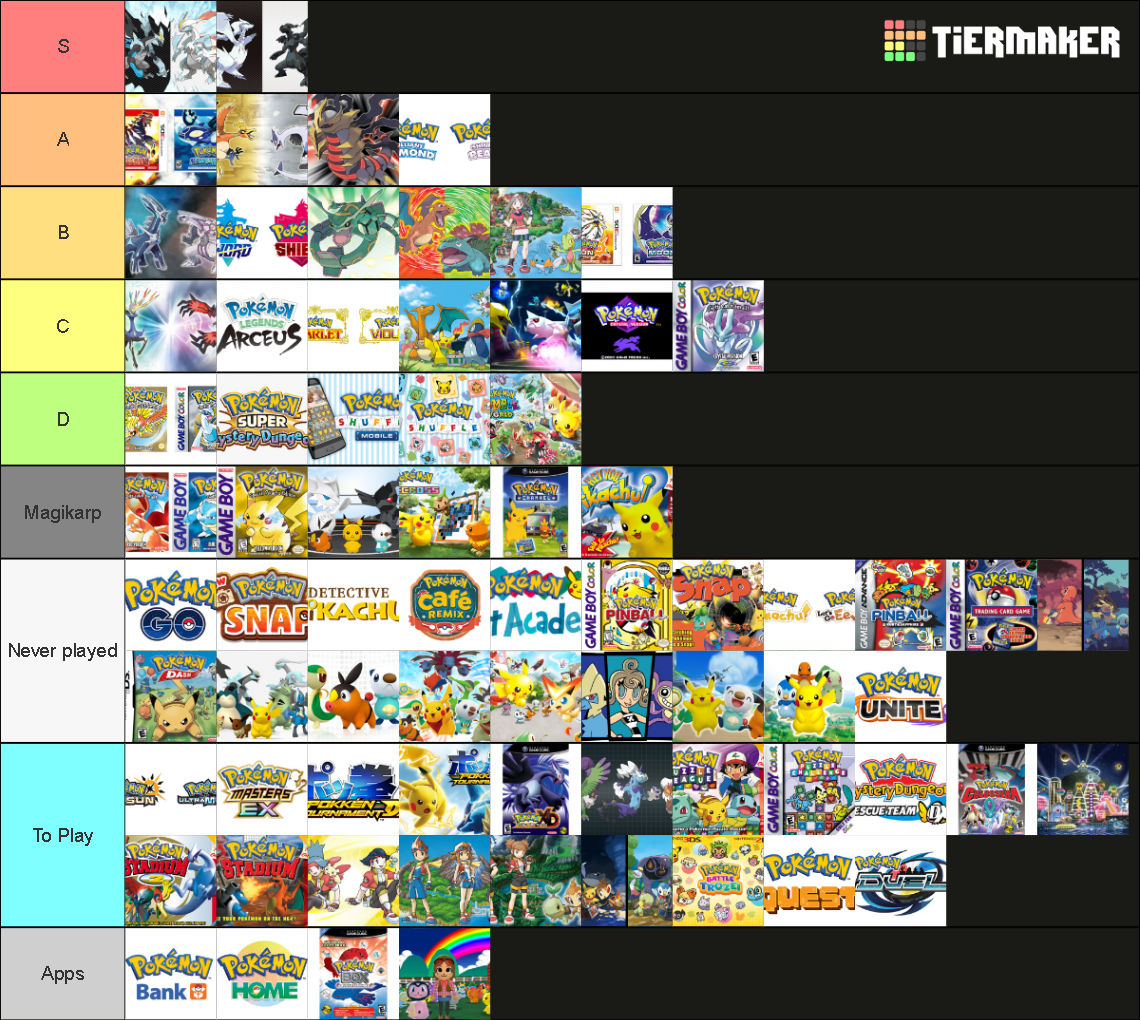 Every Pokemon Video Game Ever Tier List (Community Rankings) - TierMaker