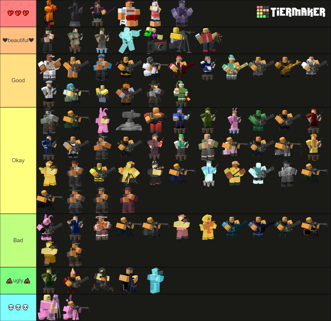 Advanced Towers skins TDS (pt.3) Tier List (Community Rankings) - TierMaker