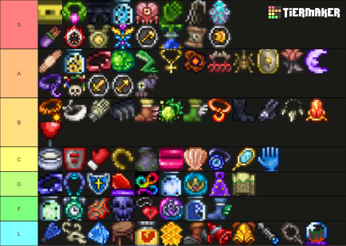All Unique Terraria Combat/Movement Accessories/Mounts 1.4.4 Tier List
