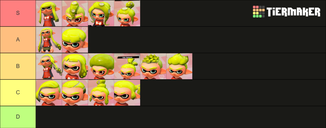 Splatoon 2 Hairstyle Tier List (Community Rankings) - TierMaker