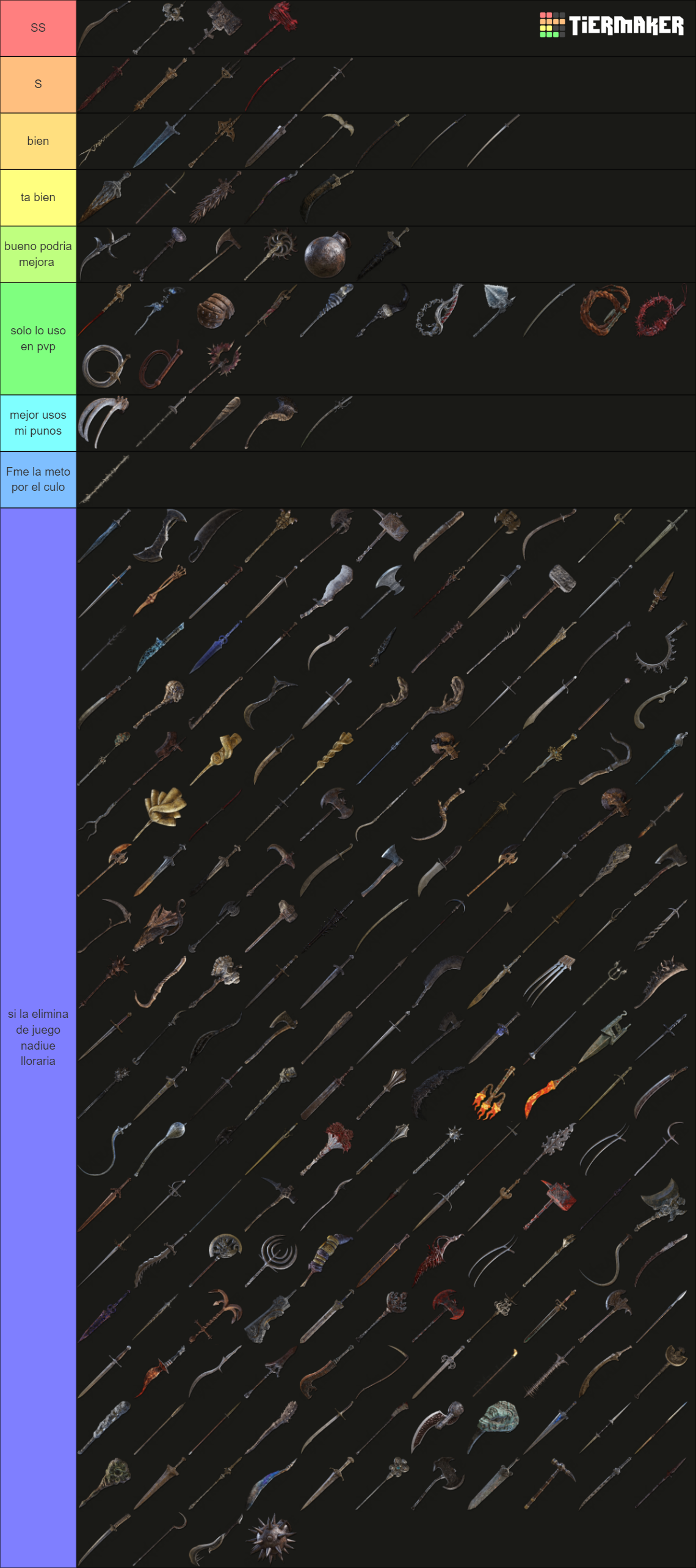 Elden Ring Weapons Tier List (Community Rankings) - TierMaker