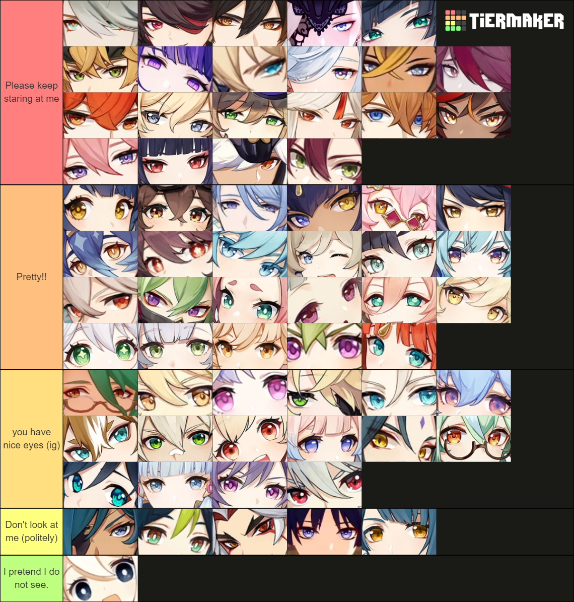 Genshin Impact Eyes Tier List (Community Rankings) - TierMaker