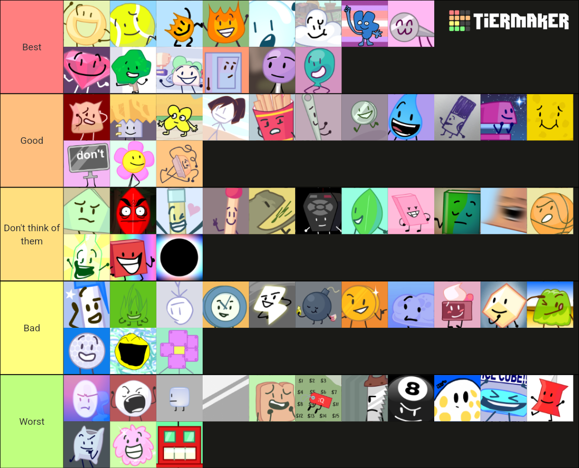 Battle For B.F.D.I, The ! Tier List (Community Rankings) - TierMaker