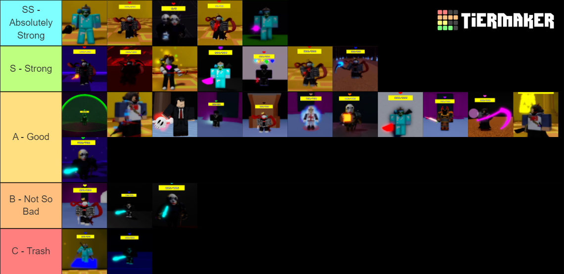 Undertale Judgement Day Combos Tier List Rankings) TierMaker