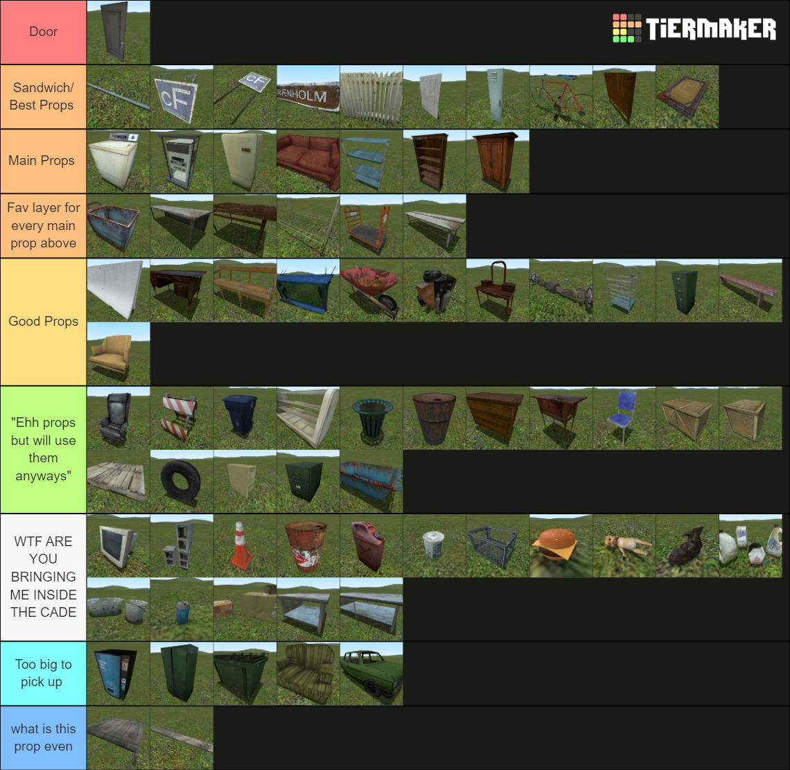 (Gmod) Warden's Zombie Survival Cade Props Tier List