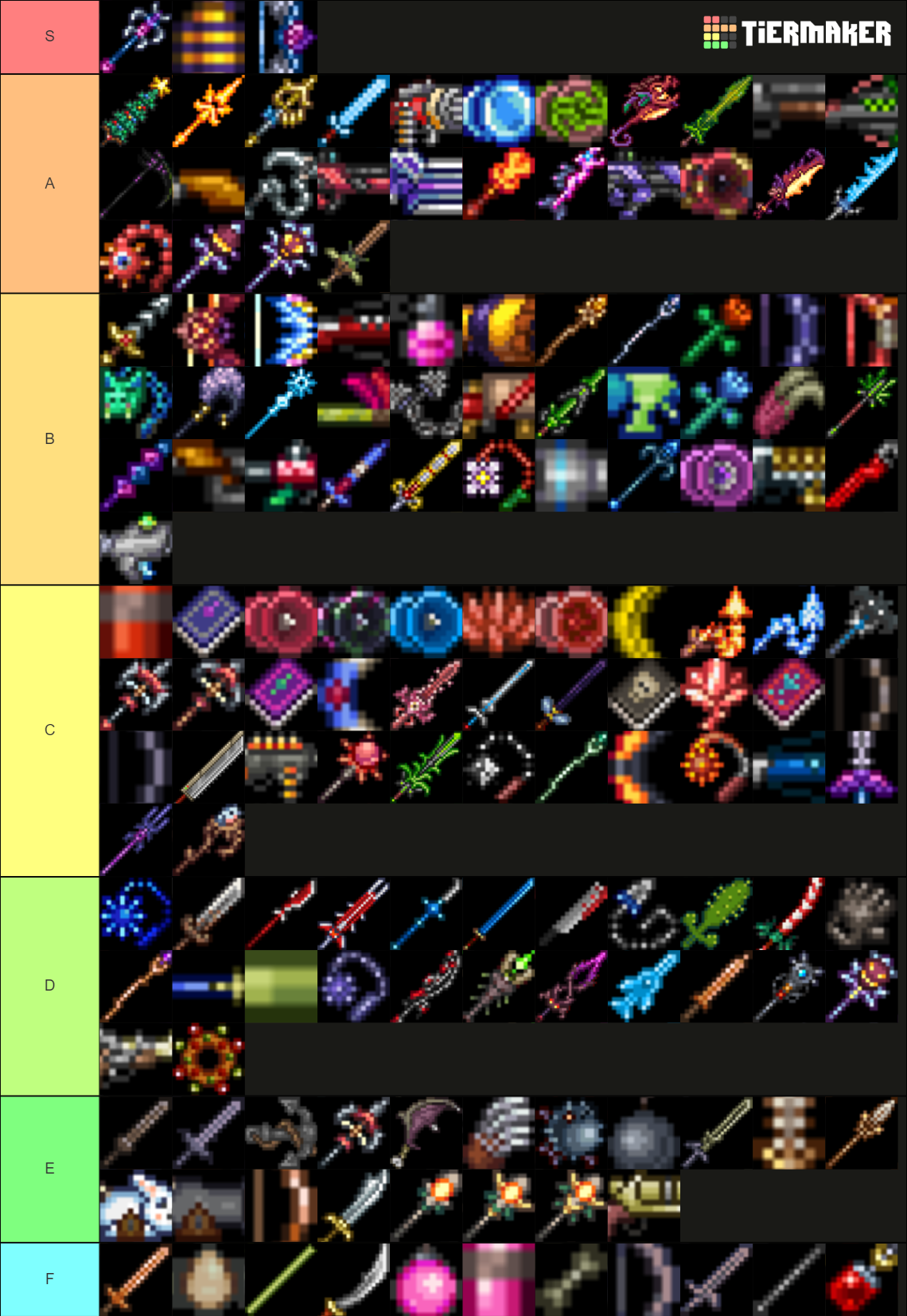 Terraria Weapons (1.4.4) Tier List (Community Rankings) - TierMaker