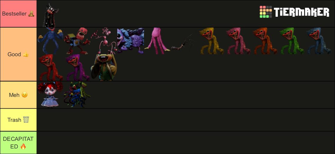 poppy playtime chapter 1 2 and 3 tier list