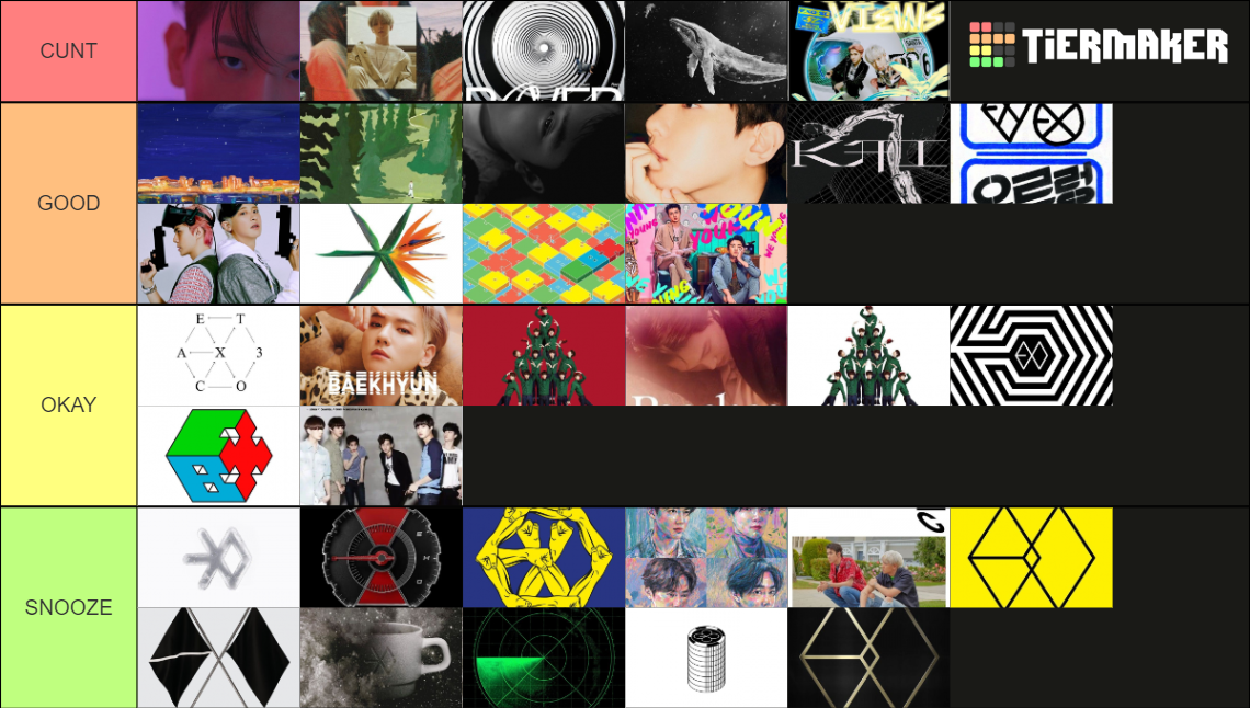 EXO Album Covers Ranking. Tier List Rankings) TierMaker
