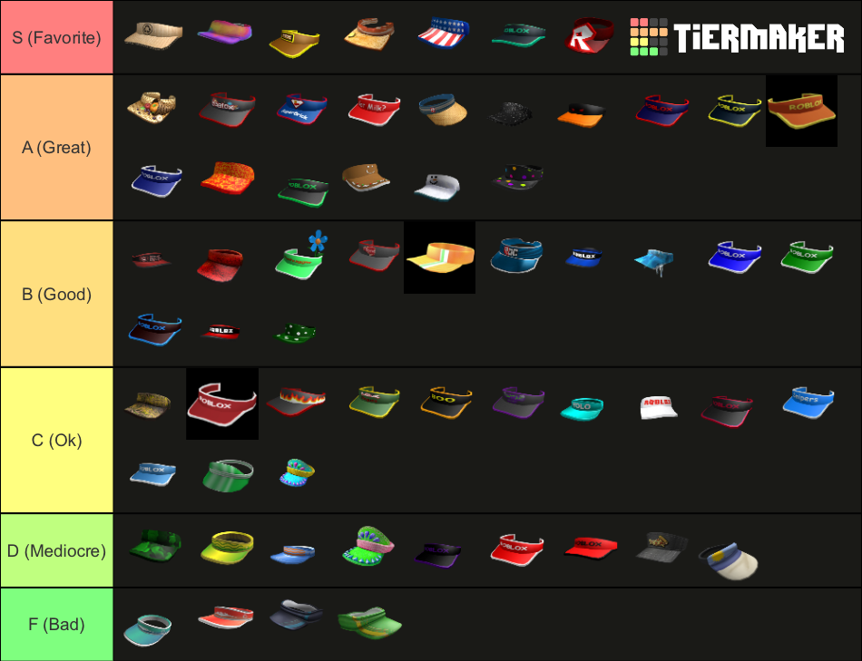 Roblox every visor ever (63 Images) Tier List Rankings) TierMaker
