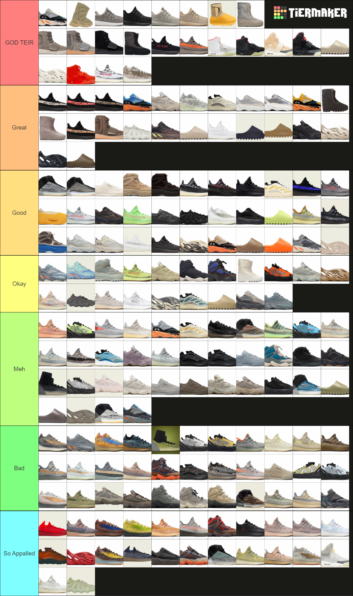 Every Single Yeezy Released Tier List Community Rankings Tiermaker