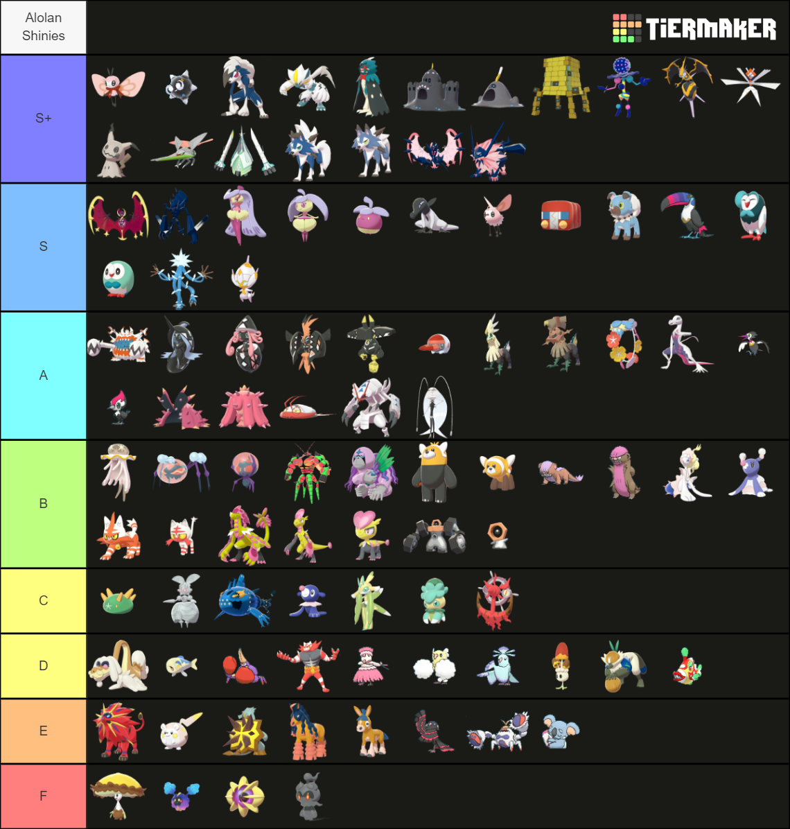 Gen 7 Pokemon Shinies Tier List (Community Rankings) - TierMaker