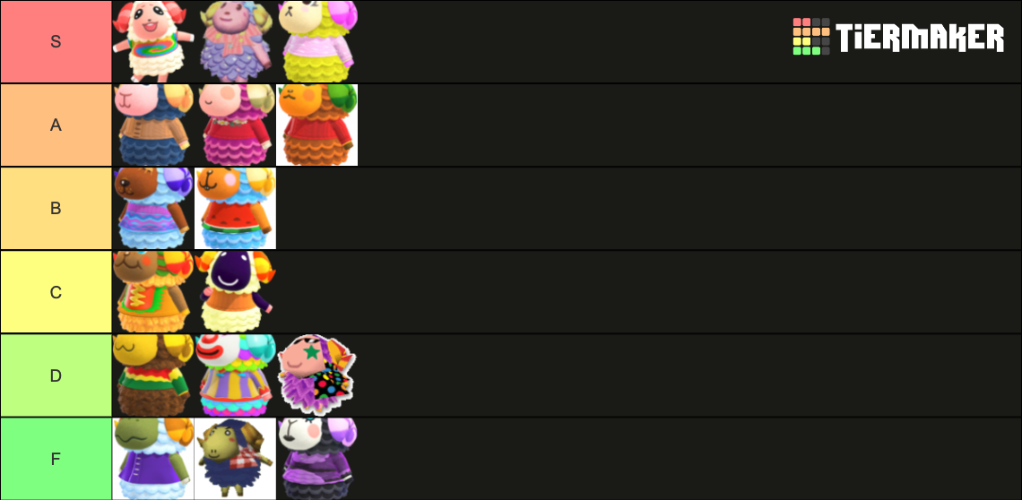 Animal Crossing Sheep! Tier List Rankings) TierMaker