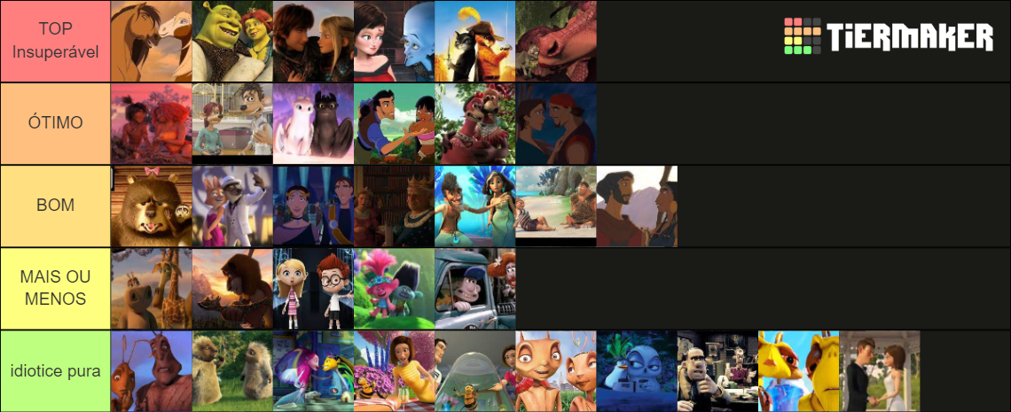 Casais DreamWorks Tier List (Community Rankings) - TierMaker