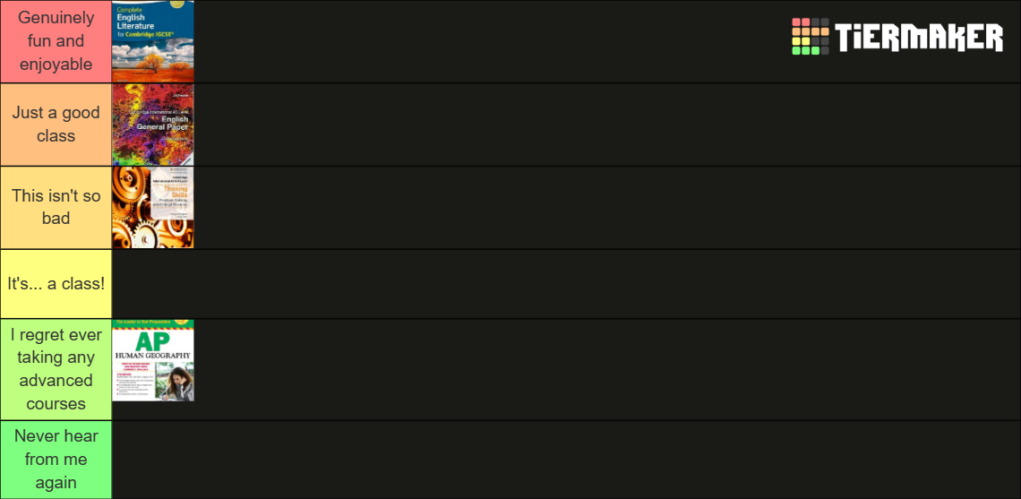 AICE and AP Classes Tier List (Community Rankings) - TierMaker