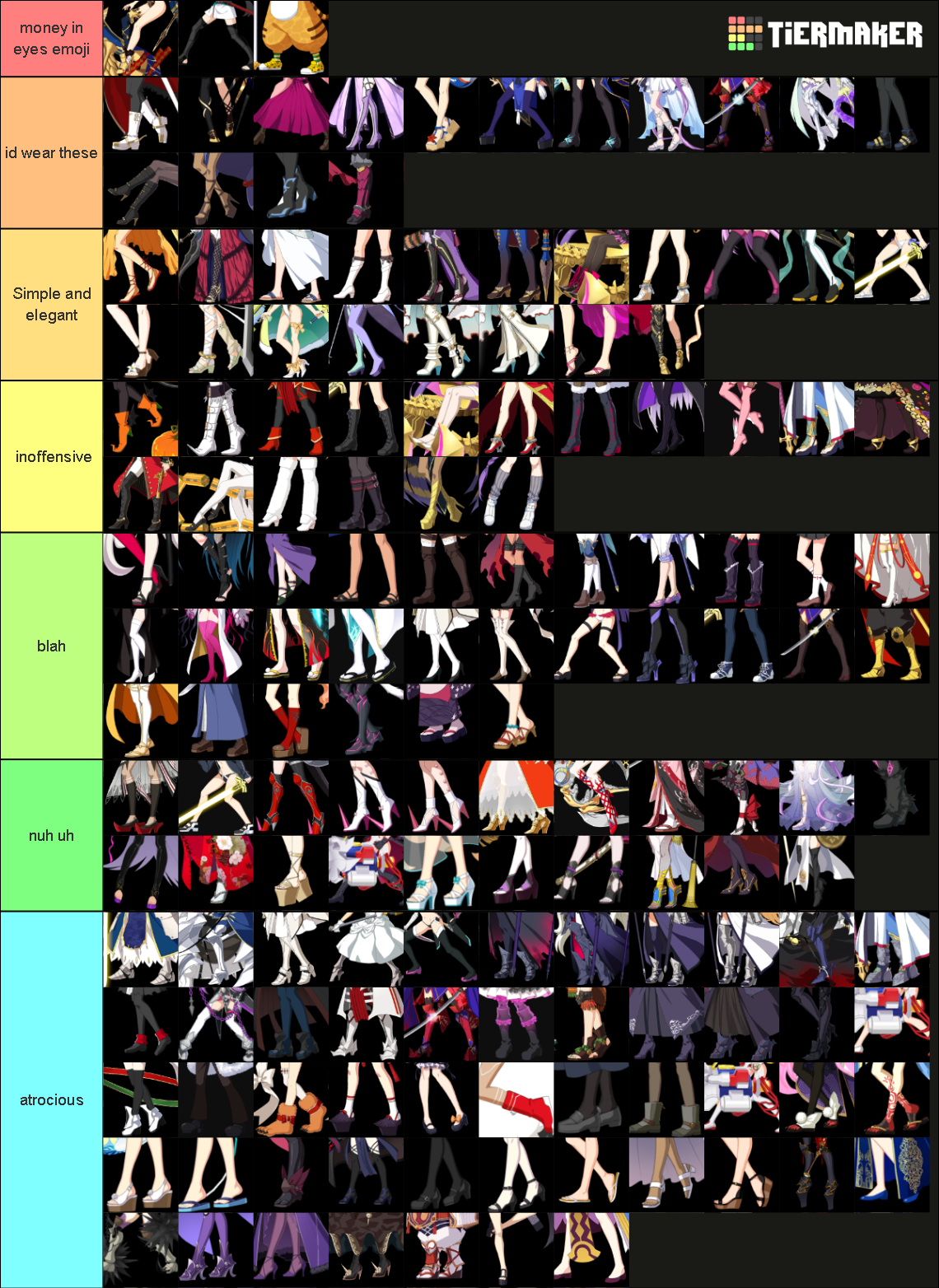 FGO Footwear Tier List Community Rankings TierMaker