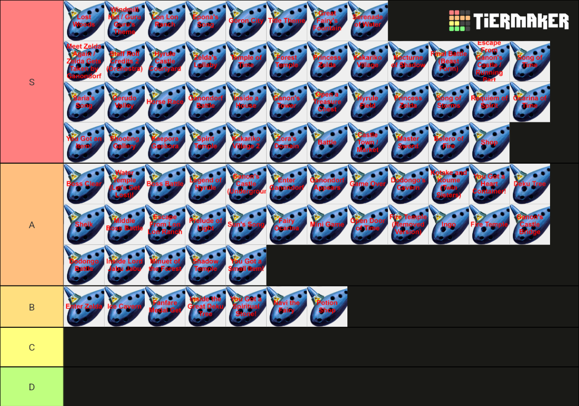 Ocarina of Time ALL MUSIC Tier List Rankings) TierMaker
