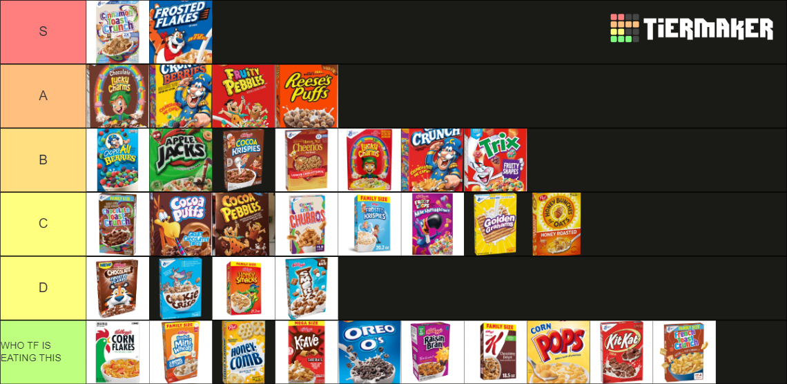 WHATS THE BEST CEREALS EVER Tier List Rankings) TierMaker