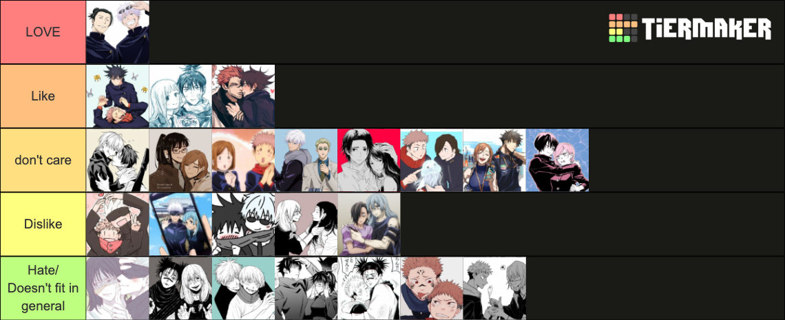 Jujutsu Kaisen Ships Tier List (Community Rankings) - TierMaker