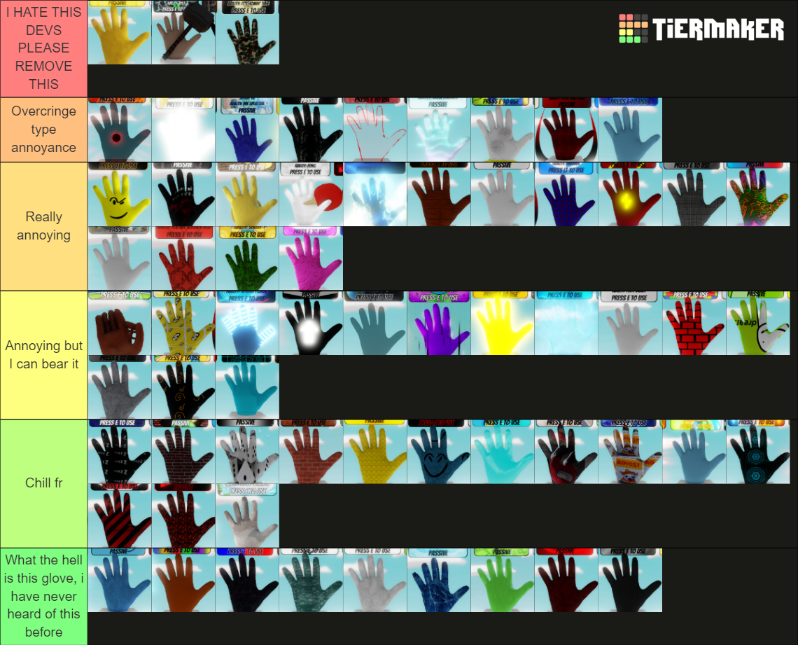 Most Annoying Gloves in Roblox Slap Battles😡😡 Tier List (Community ...