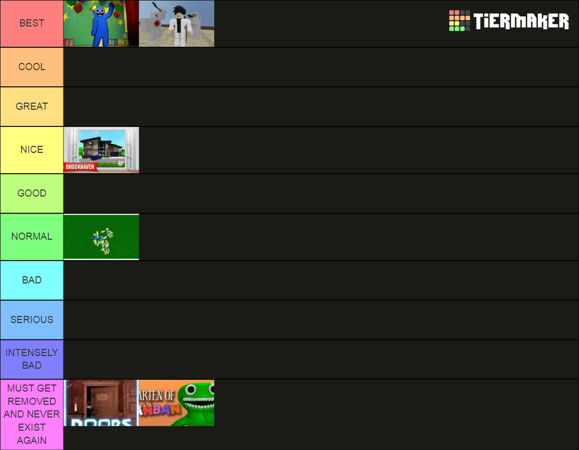 Roblox games tier list community rankings tiermaker